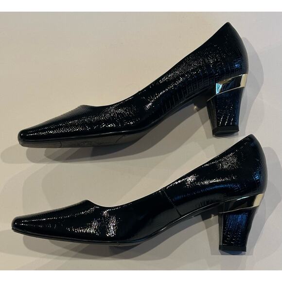 J.Renee Mary-LPBLK Mary Lizard Print Women's 7.5M Square Toe 2.5” Heels Black - Picture 6 of 12